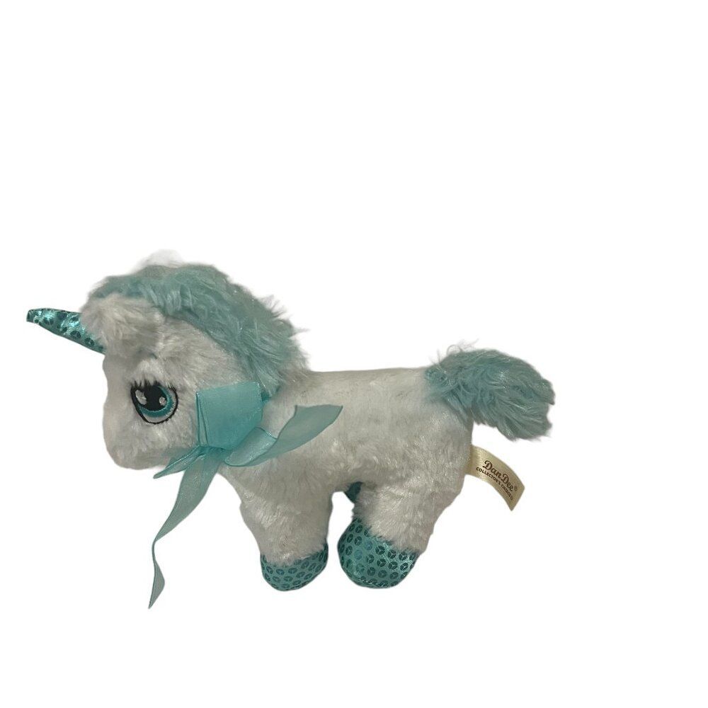Dan Dee Unicorn Plush 7" Stuffed Animal Toy Sparkly Blue Horn Hooves